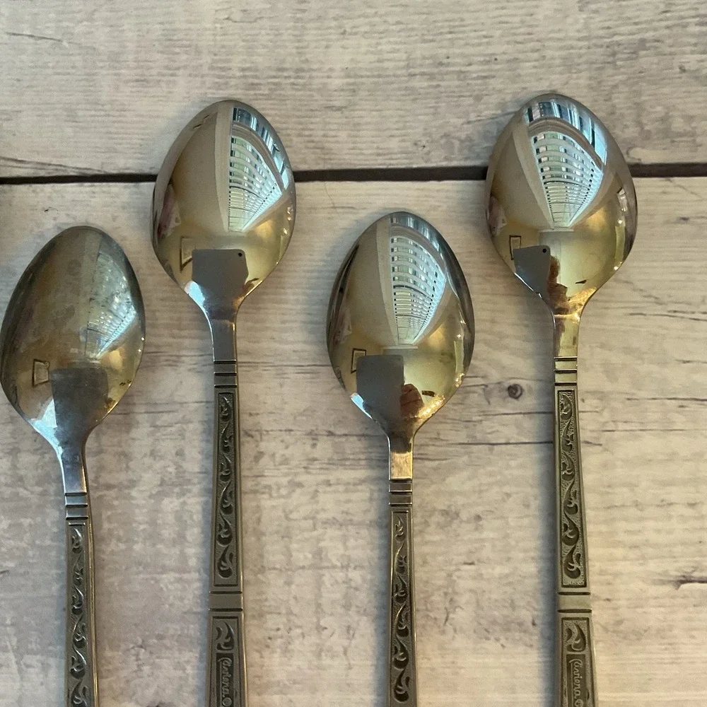 Riviera RIF4 Stainless Flatware Japan Set Of 7 Iced Tea Spoons MCM Vintage